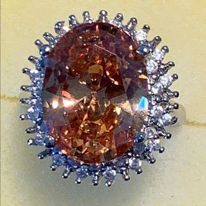 Morganite 12 carat & White Sapphires Size 8